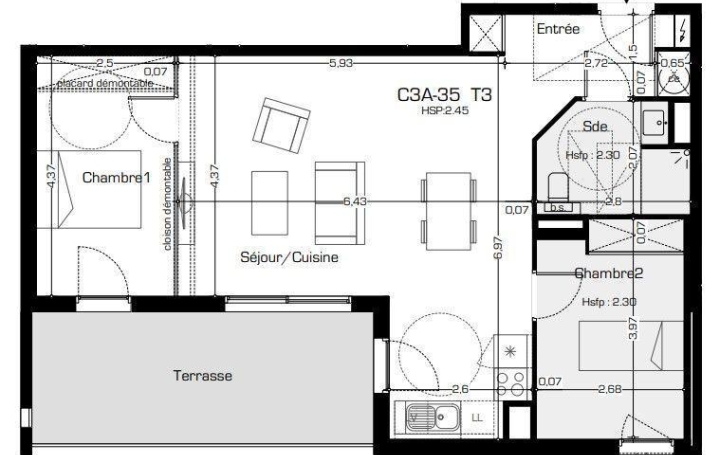Réseau Immo-diffusion : Appartement P3  BEZIERS  66 m2 243 700 € 